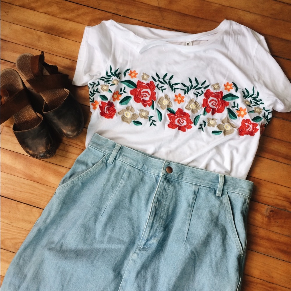 ASOS Light Wash Denim Midi Skirt